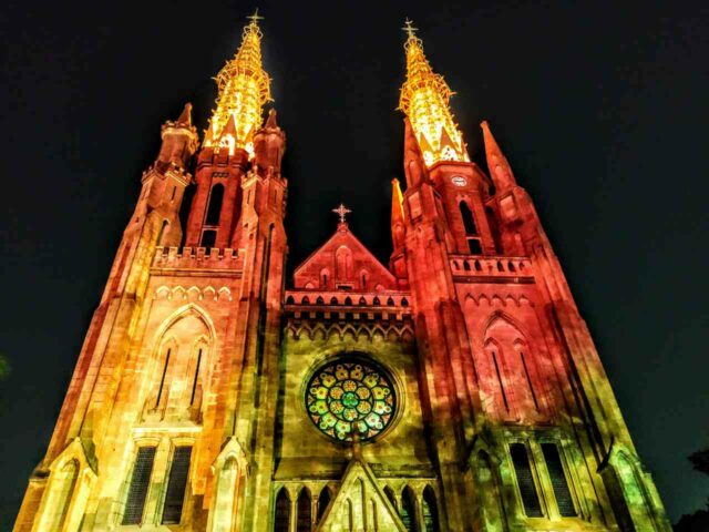 cathedral at night