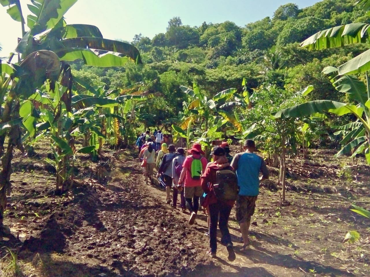 Trekking to the beach