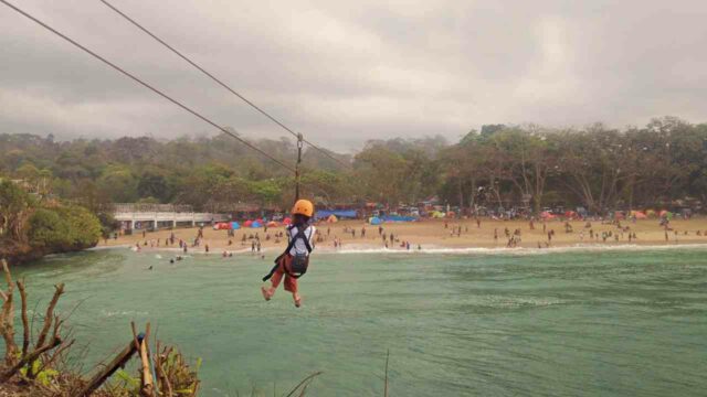 flying fox at balekambang beach