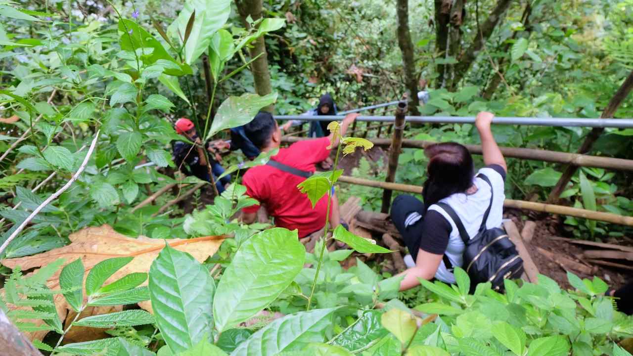 slippery stairs to the waterfall