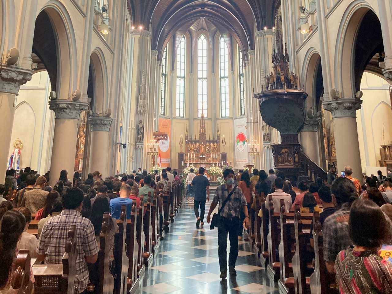 sunday mass in catholic church. 