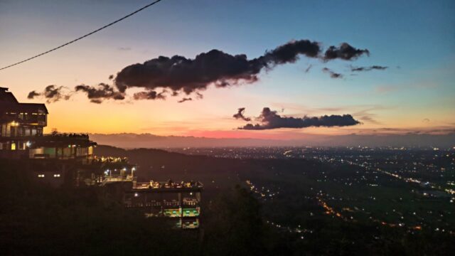 sunset and city light