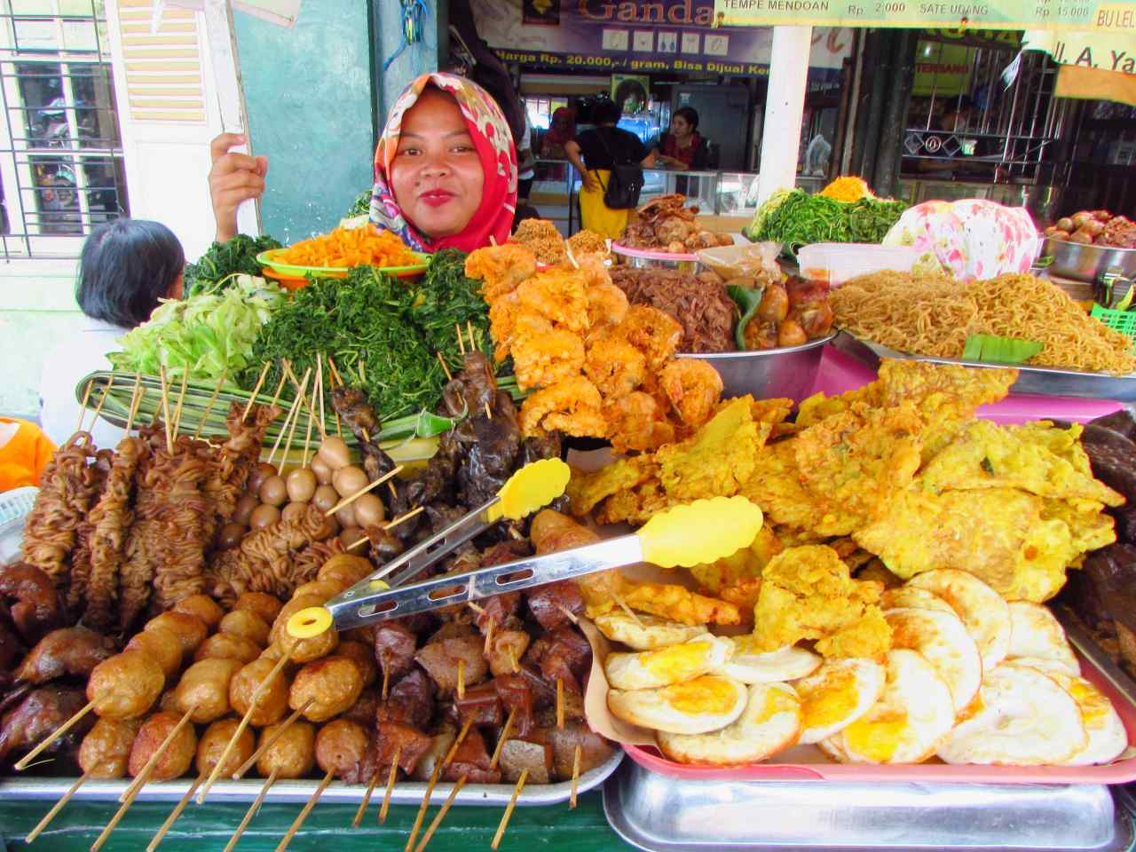 street food in front of the market