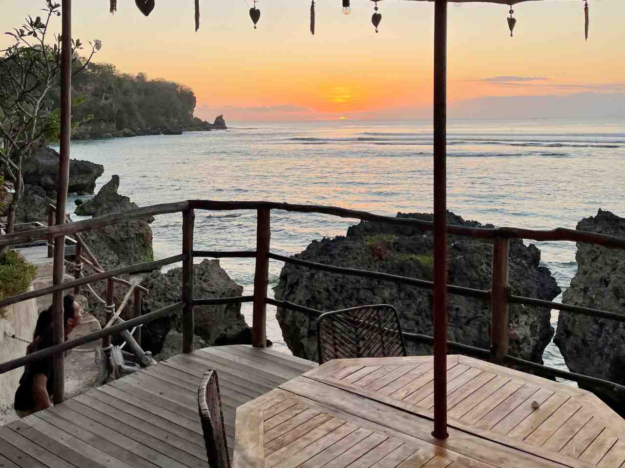 sunset from the cafe in a cliff