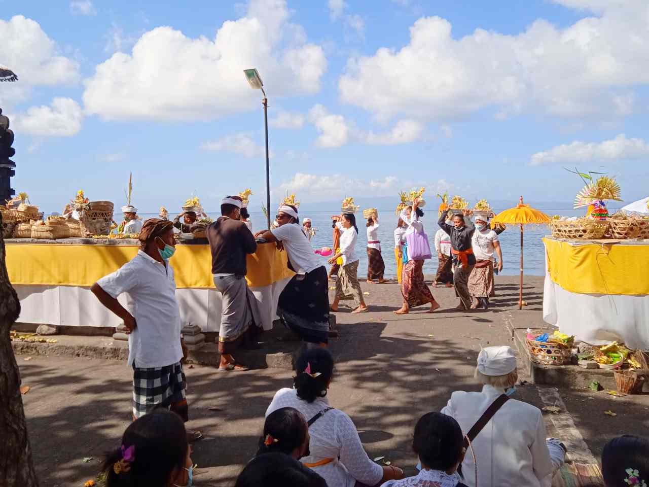 ceremony at goa lawah beach 