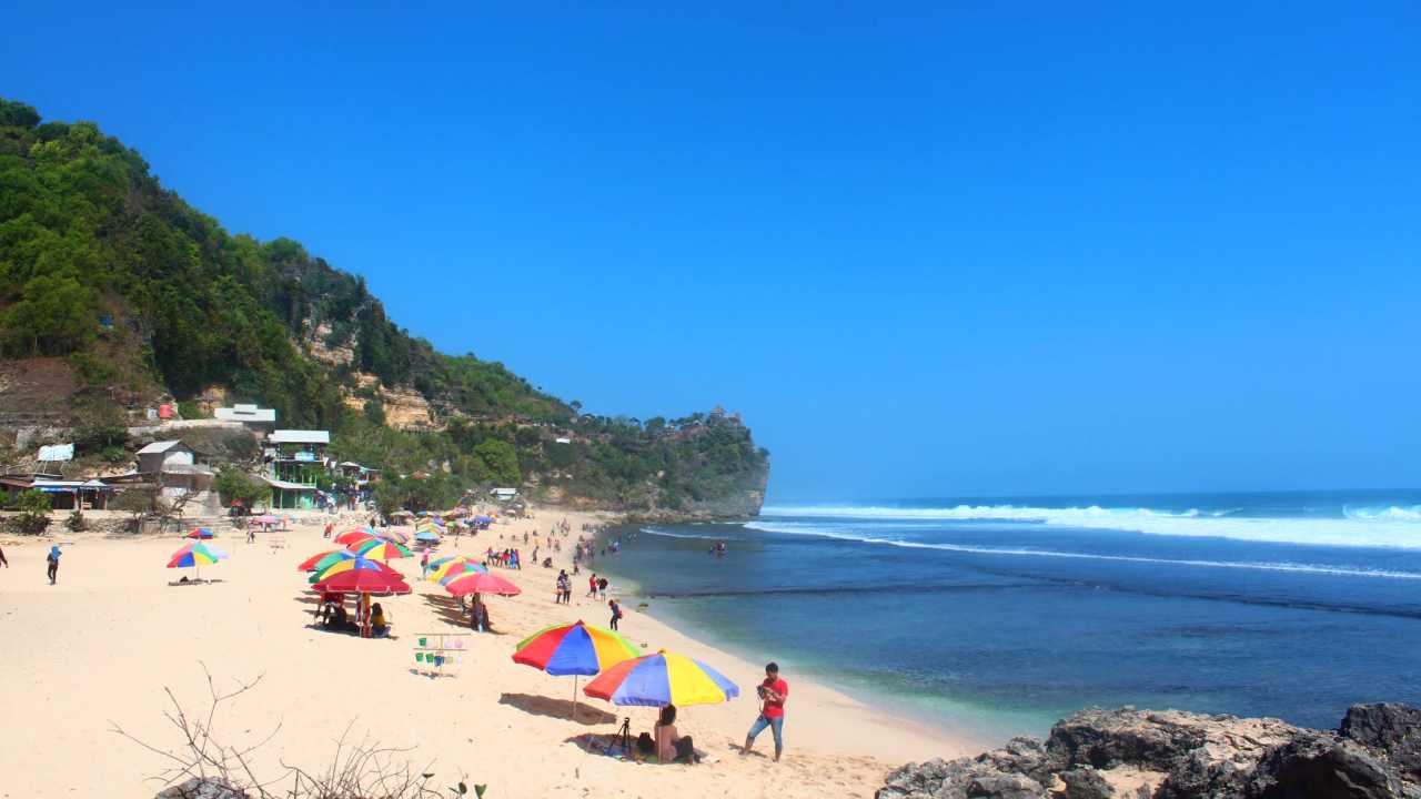 beach umbrellas for rent at pok tunggal beach 