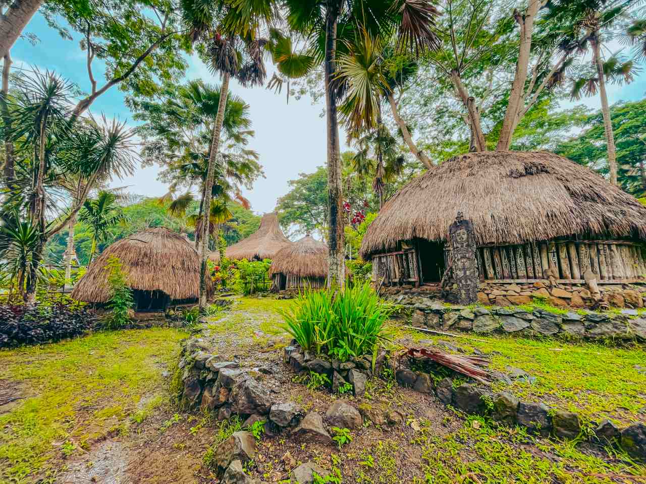 Papua houses in taman nusa cultural park 