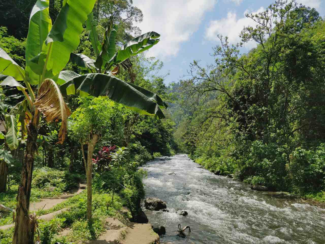 telaga waja waterfall and river 