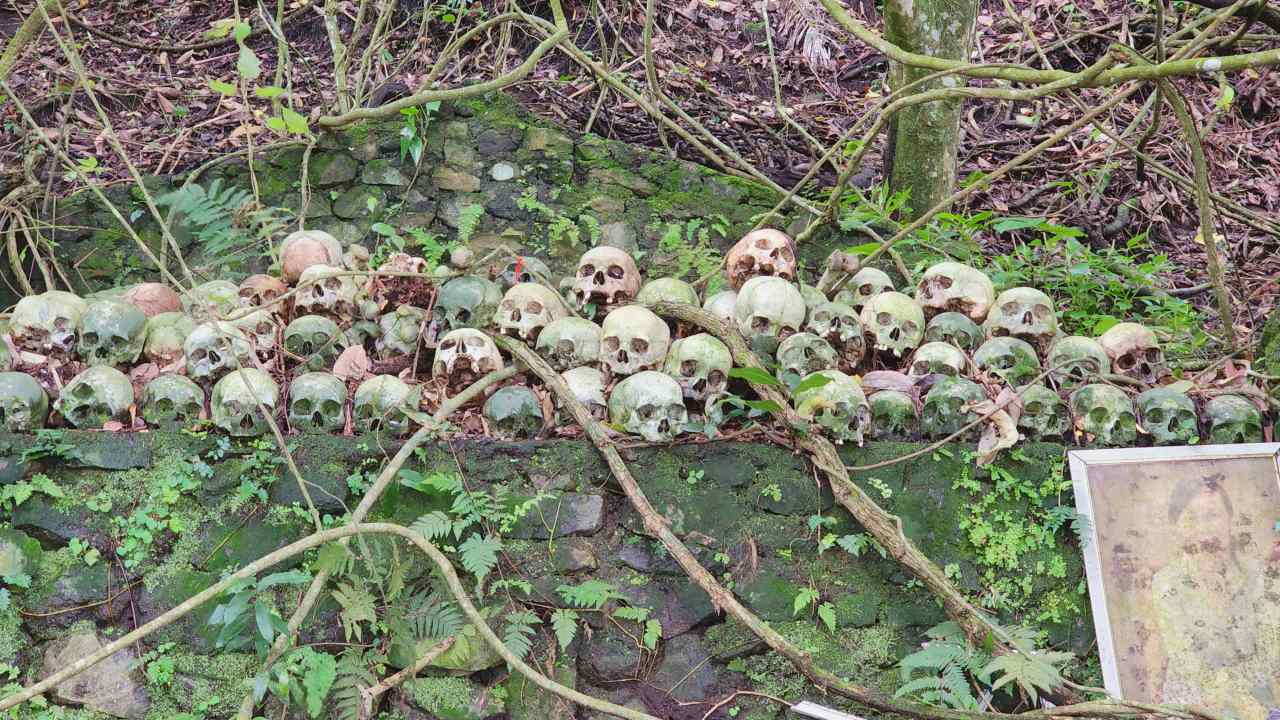 human skulls in trunyan cemetery 