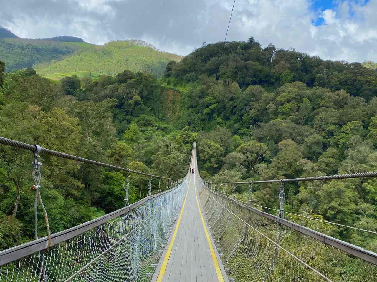 Rengganis Suspension Bridge and vast greenery landscape 